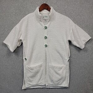 LA VESTE PITAYA Cover Up White Towel Dress Ship Wheel Buttons Women's Size S